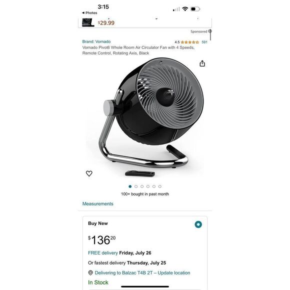 Vornado pivot personal air circulator fan black nwt nib - Main Image